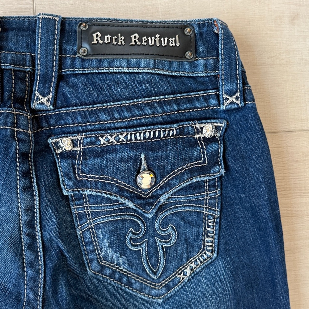 Women's Rock Revival jeans size 28 Celine boot Embellished Denim Western - Picture 12 of 16